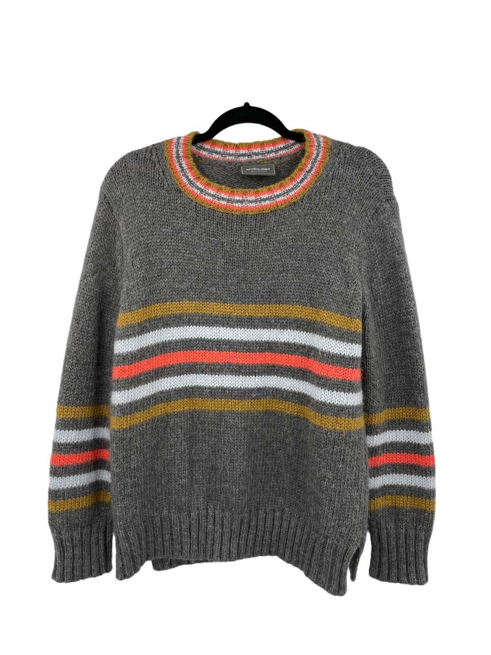 Wooden Ships Sweater Womens XS/S Crewneck Pullover Gray Cameron Stripe Knit
